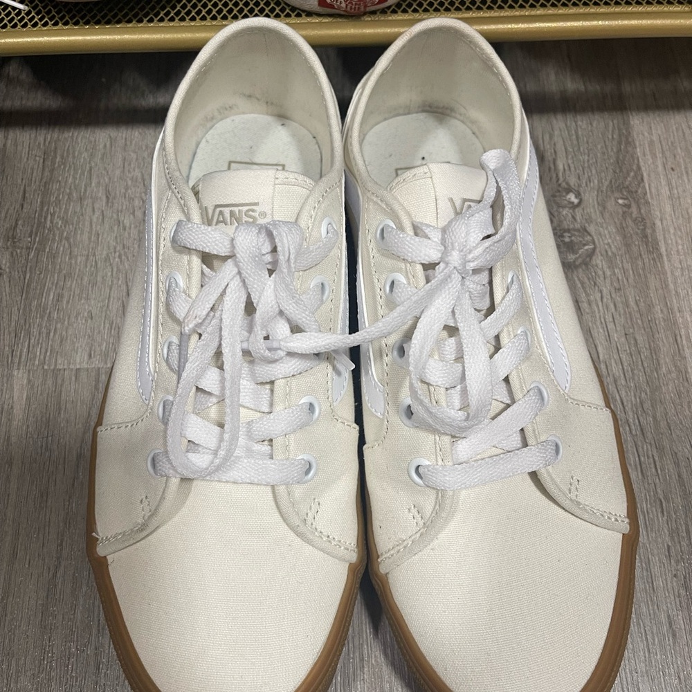 Vans Off-White Canvas Sneakers with Gum Sole